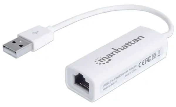 Manhattan USB adaptér RJ45 bílá / Síťový adaptér / USB 2.0 / Fast Ethernet 100 Mbit/s / IEEE 802.3 (506731)