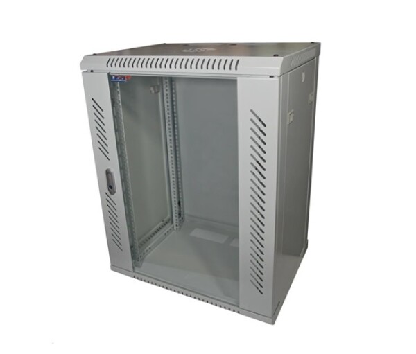 LEXI-Net 19" nástěnný rozvaděč 15U 600x450, nosnost 60 kg, skleněné dveře, rozložený, šedý EDF_1030524