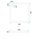 REA/S - Sprchová akrylová vanička Belmond White 80x80 Krytka kartáčované zlato KPL-14370