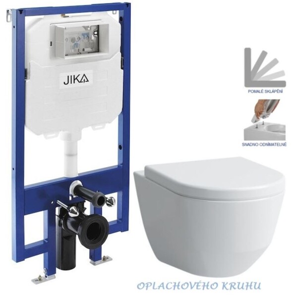 JIKA předstěnový instalační 8 cm systém bez tlačítka + WC LAUFEN PRO RIMLESS + SEDÁTKO H894652 X LP1