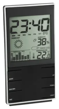 TFA 35.1102.01 černá / Meteostanice / vnitřní teplota a vlhkost / MAX-MIN / budík / podsvícení (35.1102.01)