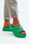 Dámské lehké pěnové žabky s ozdobami zelené Orchia 40/41