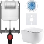 CERANO - Kompletní WC set Basic/Felci - bílá lesklá - WC tlačítko Maxio/Stříbrná - pro zazdění - 53x37 CER-8050BD86086