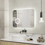 Erga Myra, LED zrcadlo 70x50 cm s kosmetickým zrcadlem 3x zvětšení, 2662 lm, 3 barvy světla, zadní osvětlení, ERG-V01-MYRA-7050-00