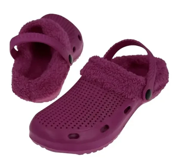 Rulyt LAGO FUR vel. 42 bordó / Obuv s kožíškem / unisex / pantofle i sandály / odepínací kožíšek