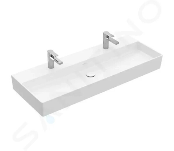 VILLEROY & BOCH - Memento 2.0 Dvojumyvadlo nábytkové 1200x470 mm, bez přepadu, 2 otvory pro baterii, alpská bílá 4A22CG01