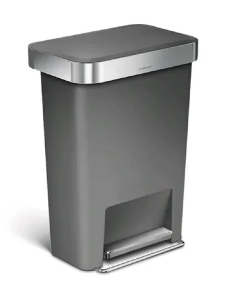 Simplehuman Pedálový odpadkový koš – 45 l / kapsa na sáčky/ obdélníkový/ šedý plast / nerez (CW1386CB)