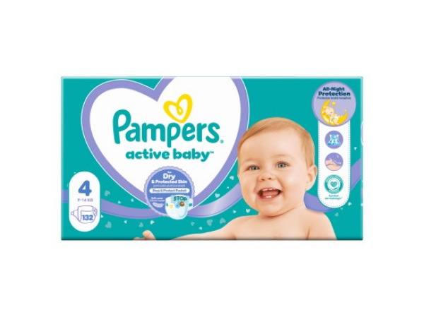 Pampers Active Baby, vel. 4, 132 ks
