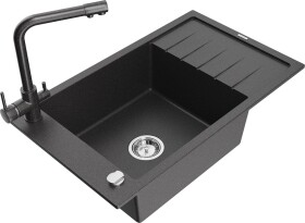 MEXEN/S - Elias granitový dřez 1-miska včetně baterie Duero, černá kropenatá 6511-76-671600-76