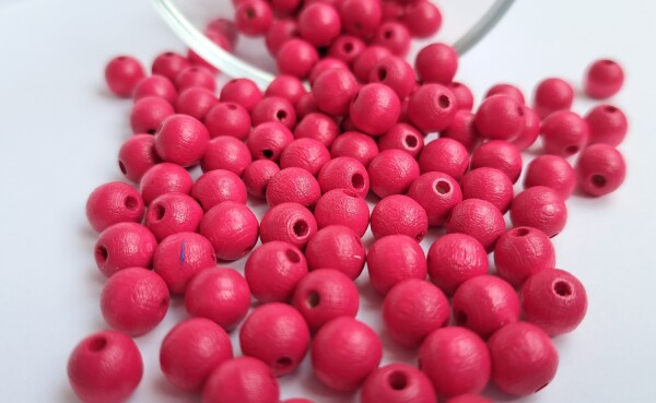 Dřevěné korálky Detoa - tmavě růžové - ∅ 8 mm - 10 ks