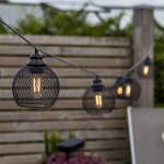 STAR TRADING Světelný LED řetěz na solární napájení Sunlight - 8 žárovek, černá barva, kov, plast