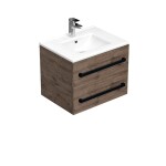 Koupelnová skříňka s černou úchytkou a umyvadlem SAT Cube Way 60x53x46 cm dub Wellington mat CUBE46C602DWMOD CUBE46C602DWMOD