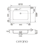 CERANO - Umyvadlo keramické Novo - nábytkové - bílá lesklá - 61x46,5 CER-665959