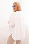 Dámská blůza Plus Size s bavlnou, s kapsou a s ohrnovacími rukávy bílá UNI