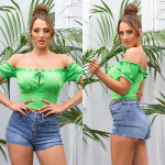 Sexy top Koucla Off-Shoulder crop top green Einheitsgroesse