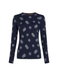Dámské merino tričko s dlouhým rukávem ICEBREAKER Wmns 260 Vertex LS Crewe FallFl, Midnight Navy/Snow/J velikost: XL