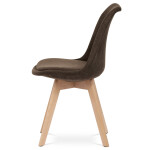 Židle jídelní, hnědá látka, nohy bukové dřevo