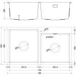 MEXEN - Xorin ocelový dřez 2-bowl 780 x 450 mm, zlatá 6441782000-55