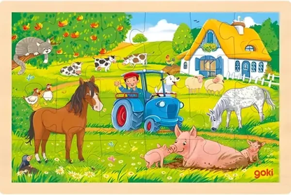 GOKI Dřevěné puzzle Farma