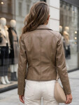 Dámská kožená bunda ve stylu Ramones v béžové barvě FashionStreet TY5712 M