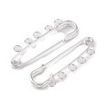 Kovová zavírací jehla s 5 očky pro výrobu brože – 50 x 17 mm - stříbrná - 1 ks