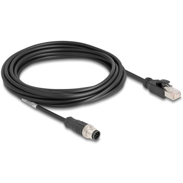 Delock 80811 RJ45 / M 12 síťové kabely, propojovací kabely CAT 5e S/FTP 5.00 m černá 1 ks