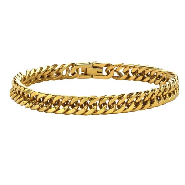 Pánský ocelový náramek Miami Cuban Gold 8 mm, Zlatá 19 cm