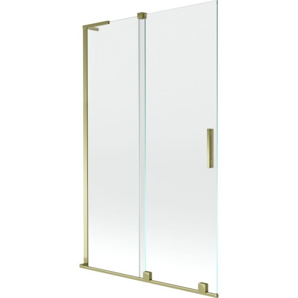 MEXEN/S - Velar L dvoukřídlá posuvná vanová zástěna 110 x 150, transparent, zlatá 896-110-003-01-50