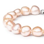 Perlový náramek Rafaela - barokní růžová sladkovodní perla, Růžová 19,5 cm