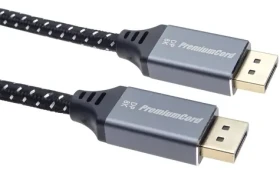 PremiumCord DisplayPort 1.4 kabel stříbrná / Video kabel / 8K 60Hz / 32,4 Gbit/s / zlacené konektory / 5 m (KPORT10-05)