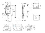 GEBERIT - Kombifix Modul pro závěsné WC s tlačítkem Sigma30, bílá/lesklý chrom + Tece One - sprchovací toaleta a sedátko, Rimless, SoftClose 110.302.00.5 NT5