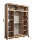 Šatní skříň Abi T1 s nástavcem Barva korpusu: Bílá, Rozměry: 250 cm, Dveře: Dub artisan