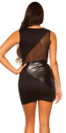 Sexy mini šaty KouCla se síťovinou koženým vzhledem black
