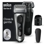 Braun Series 8 stříbrno-černá / Planžetový holicí strojek / zastřihovač / LED displej / voděodolný / 60 min provoz (8567CC)