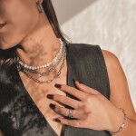 Perlový choker náhrdelník Antonella - chirurgická ocel, řiční perla, Stříbrná 36 cm + 5 cm (prodloužení)