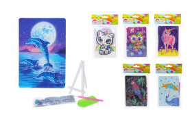 Kreativní set diamond painting 10x15 cm MIX + stojánek