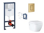 GROHE - Rapid SL Set předstěnové instalace, klozetu, sedátka SoftClose, tlačítka Skate Cosmopolitan a sady pro vhazování tablet, kartáčovaný Cool Sunrise SANI11BB4159