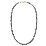 Pánský korálkový náhrdelník Fernando Gold - 6 mm larvikit, Šedá 50 cm