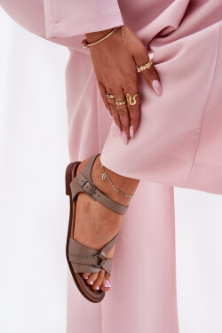 Zazoo 40182 Kožené Dámské Sandály Tmavě Béžové 36