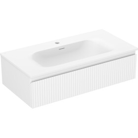 MEXEN/S - Rivel koupelnová skříňka 90 cm s umyvadlem Vela, 1 šuplík, reliéf , bílá mat 91A20-09023-1-BF01-W23M01