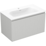 MEXEN/S - Rivel koupelnová skříňka 80 cm s umyvadlem Vela, 1 šuplík, reliéf , šedá mat/bílá mat 91A20-08047-1-BF62-W23M01