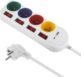 Maclean MCE508 bílá / Prodlužovací kabel / 4 zásuvky / 1,5 m (MCE508)