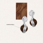 Náušnice Ursa - santalové dřevo, stříbrné zapínání, Hnědá
