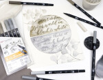 Tombow ABT Dual Brush Pens sada 6 šedých odstínů