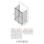 CERANO - Třístěnný sprchový kout Varone POINT U L/P - 6 mm - černá matná, transparentní sklo - 100x80x195 - posuvný CER-DY505B-90117