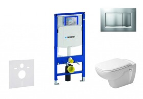 GEBERIT - Duofix Modul pro závěsné WC s tlačítkem Sigma30, matný chrom/chrom + Duravit D-Code - WC a sedátko, Rimless, SoftClose 111.300.00.5 NH7