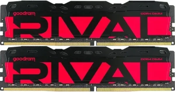 GOODRAM RIVAL Radiant Red / Operační paměť / 16 GB (2x8 GB) / DDR4 / 3200 MHz / CL16 / DIMM (GGRRD4-32L16SA/16GDC)