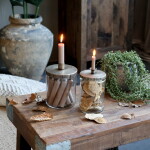 Chic Antique Skleněná dóza se svícnem Antique Brass, čirá barva, sklo, kov