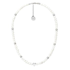 Perlový náhrdelník Alice - srdce, chirurgická ocel, sladkovodní perla, Stříbrná 38 cm + 5 cm (prodloužení) Bílá