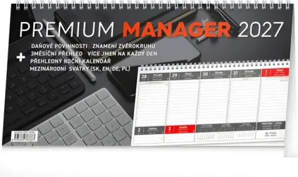 NOTIQUE Premium Manager 2027 / Stolní kalendář / 32 × 16 cm